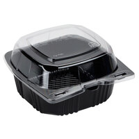 Polar Pak 29567 5 inch x 5 inch PET Black and Clear Hinged Take-out Container - 500/Case