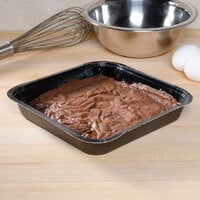 Solut 8 inch x 8 inch Bake and Show Black Square Oven Safe Paperboard Brownie / Cake Pan - 250/Case