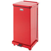 Rubbermaid FGST12EPLRD The Defenders 6.5 Gallon Steel Red Square Medical Step Can with Rigid Plastic Liner