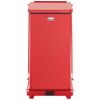 Rubbermaid FGST12EPLRD The Defenders 12 Gallon Steel Red Square Medical Step Can with 6.5 Rigid Plastic Liner