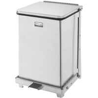 Rubbermaid FGST7SSPL The Defenders 7 Gallon Stainless Steel Square Medical Step Can with 4 Gallon Rigid Plastic Liner