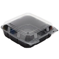 Polar Pak 29579 9 inch x 9 inch PET Black and Clear Hinged Take-out Container - 200/Case