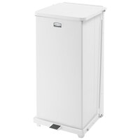 Rubbermaid FGST24EPLWH The Defenders 13 Gallon Steel White Square Medical Step Can with Rigid Plastic Liner