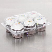 Polar Pak 2466 6 Compartment Low Dome Clear Hinged Cupcake / Muffin Takeout Container - 500/Case