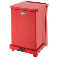 Rubbermaid FGST7EPLRD The Defenders 7 Gallon Steel Red Square Medical Step Can with 4 Gallon Rigid Plastic Liner