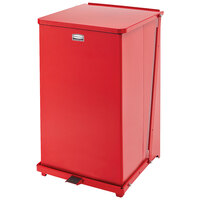 Rubbermaid FGST40EPLRD The Defenders 40 Gallon Steel Red Square Medical Step Can with 24 Gallon Rigid Plastic Liner