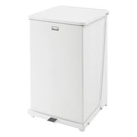 Rubbermaid FGST40EPLWH The Defenders 25 Gallon Steel White Square Medical Step Can with Rigid Plastic Liner
