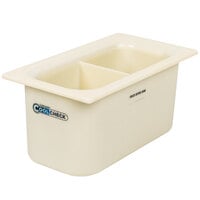 Carlisle CM1103C1402 Coldmaster CoolCheck 1/3 Size White Divided Cold ABS Plastic Food Pan - 6 inch Deep