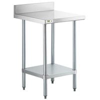 Regency 24 inch x 24 inch 18-Gauge 304 Stainless Steel Commercial Work Table with 4 inch Backsplash and Galvanized Undershelf