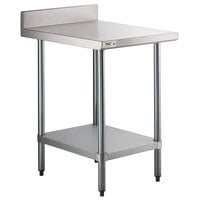 Regency 30" x 24" 18-Gauge 304 Stainless Steel Equipment Filler Table with Backsplash and Galvanized Undershelf