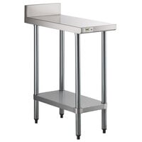 Regency 30" x 15" 18-Gauge 304 Stainless Steel Equipment Filler Table with Backsplash and Galvanized Undershelf