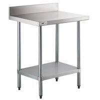 Regency 24" x 30" 18-Gauge 304 Stainless Steel Commercial Work Table with 4" Backsplash and Galvanized Undershelf