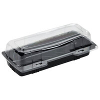Polar Pak 29566 9 inch x 4 inch x 3 inch PET Black and Clear Hinged Hoagie / Sub Take-Out Container - 25/Pack