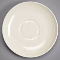 Homer Laughlin HL13149200 FlipSide 6 1/2 inch Ivory (American White) Embossed China Saucer - 36/Case