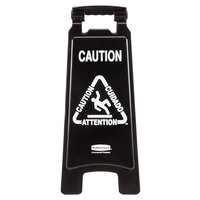 Rubbermaid 1867505 Executive 25 inch Black 2-Sided Multi-Lingual Caution Sign