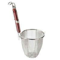 5 1/2 inch x 5 1/2 inch Stainless Steel Strainer/Blanching Basket with Wooden Handle