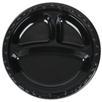 Genpak BLK39 Silhouette 9 inch 3 Compartment Black Premium Plastic Plate - 100/Pack