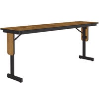 Correll 18 inch x 96 inch Medium Oak Adjustable Height Panel Leg Folding Seminar Table