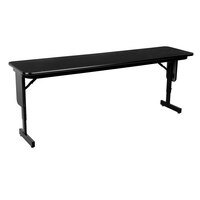 Correll 18 inch x 72 inch Black Granite Adjustable Height Panel Leg Folding Seminar Table