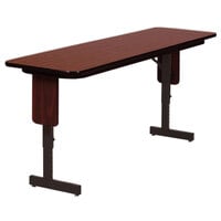 Correll 18" x 72" Medium Oak Adjustable Height Panel Leg Folding Seminar Table