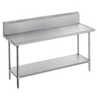Advance Tabco VKS-300 Spec Line 30 inch x 30 inch 14 Gauge Work Table with Stainless Steel Undershelf and 10 inch Backsplash