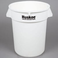 Continental 3200WH Huskee 32 Gallon White Round Trash Can