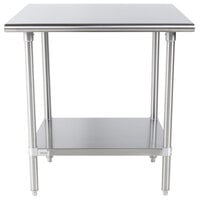 Advance Tabco Premium Series SS-303 30 inch x 36 inch 14 Gauge Stainless Steel Commercial Work Table with Undershelf