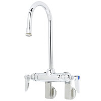 T&S B-0340 Wall Mounted Pantry Faucet with 4" Adjustable Centers, 5 1/2" Rigid Gooseneck, and Eterna Cartridges