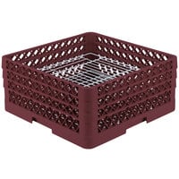 Vollrath PM4407-3 Traex® Plate Crate Burgundy 44 Compartment Plate Rack - Holds 6 inch to 7 inch Plates