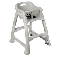 Lancaster Table & Seating Unassembled Standard Height Gray Plastic Restaurant High Chair with Tray and Wheels