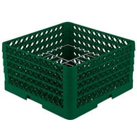 Vollrath PM1510-4 Traex® Plate Crate Green 15 Compartment Plate Rack - Holds 8 3/4 inch to 9 3/16 inch Plates