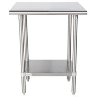 Advance Tabco Premium Series SS-240 24" x 30" 14 Gauge Stainless Steel Commercial Work Table with Undershelf