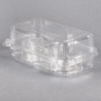 2 Compartment Clear Hinged Cupcake / Muffin Container - 24/Pack