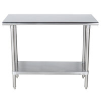 Advance Tabco SLAG-303-X 30 inch x 36 inch 16 Gauge Stainless Steel Work Table with Stainless Steel Undershelf