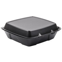 Dart 90HTB1R 9 inch x 9 inch x 3 inch Black Foam Square Take Out Container with Hinged Lid - 200/Case