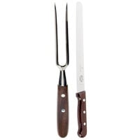 Victorinox 40199 10" Two-Tine Fork and Victorinox 47143 10" Knife Slicer with Rosewood Handle - Two Piece Set