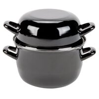 Matfer Bourgeat 070973 2.5 Qt. Black Enameled Steel Mussel Pot with Lid
