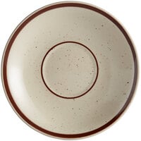 Acopa 6 inch Brown Speckle Narrow Rim Stoneware Saucer - 36/Case