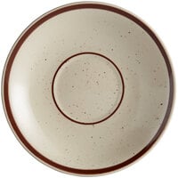 Acopa 6" Brown Speckle Narrow Rim Stoneware Saucer - 36/Case