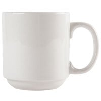 CAC PRM-10-W 10 oz. Ivory (American White) Rolled Edge Prime Stackable China Mug - 36/Case