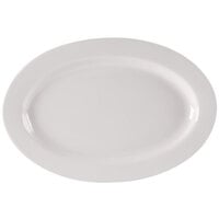 CAC REC-61 16'' x 11'' Ivory (American White) Wide Rim Rolled Edge Oval China Platter - 12/Case