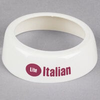 Tablecraft CM21 Imprinted White Plastic Lite Italian Salad Dressing Dispenser Collar with Maroon Lettering