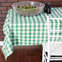 Intedge 25 Yard Roll 52 inch Wide Green Gingham Vinyl Table Cover with Flannel Back