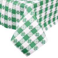 Intedge 25 Yard Roll 52" Wide Green Gingham Vinyl Table Cover with Flannel Back