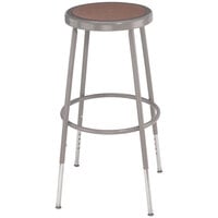 National Public Seating 6224H 25 inch - 33 inch Gray Adjustable Hardboard Round Lab Stool