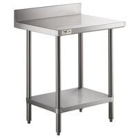 Regency 24" x 30" 16-Gauge Stainless Steel Commercial Work Table with 4" Backsplash and Undershelf