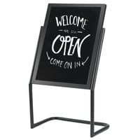 Aarco P-17BK Black 25 inch x 48 inch Double Pedestal Sign Stand with Markers