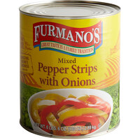 Furmano's #10 Can Mixed Pepper Strips with Onions - 6/Case