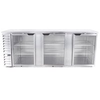 Beverage-Air BB94HC-1-G-S 94 inch Stainless Steel Counter Height Glass Door Back Bar Refrigerator