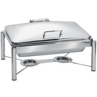 Eastern Tabletop 3955/S 8 Qt. Rectangular Stainless Steel Chafer with Stand and Hinged Dome Cover